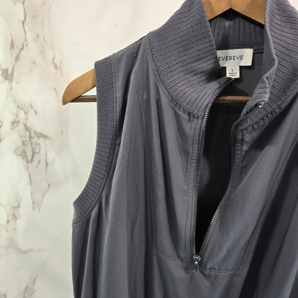 Evereve Dress Womens Large Gray Zip Mock Mini Scout Ribbed Active Drawstring - Picture 3 of 11